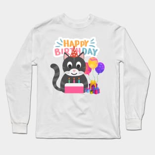 KITTY CAT HAPPY BIRTHDAY/ Kitten has a Birthday Long Sleeve T-Shirt